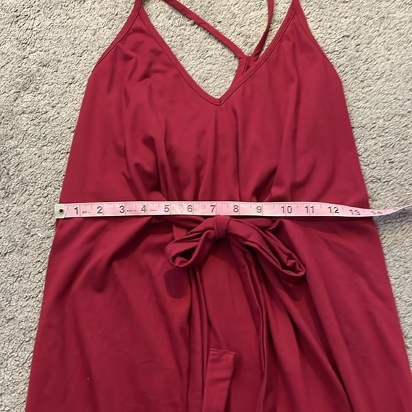SHEIN Midi Berry Red V-Neck Tank Dress Front Tie | Size Medium - Picture 11 of 14